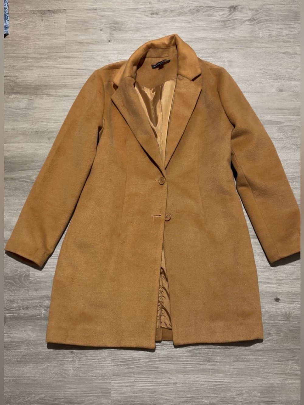 Boston Proper Camel Single-Breasted Trench Coat Size Small